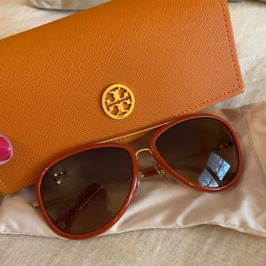 Tory Burch Orange Texture Sunglasses